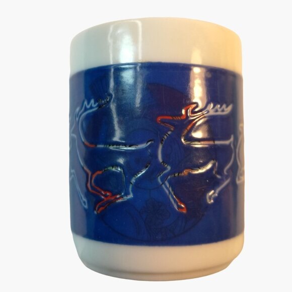 Japanese Magic Saki Cup White Deer Heat color Changing Asian God Fortune - Picture 6 of 15